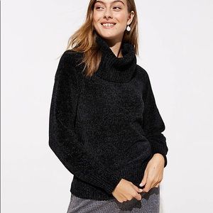 NWT Loft Chenille Cowl Neck Sweater Black XL